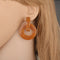 Brown Geometric Acrylic Hoop Drop Earrings