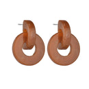 Brown Geometric Acrylic Hoop Drop Earrings