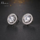 Solitaire  CZ  Silver Round Stud Earrings