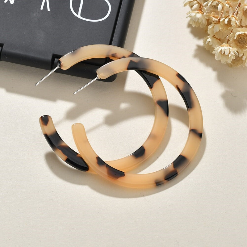 Leopard Print Acrylic Hoop Earrings - 2 Styles