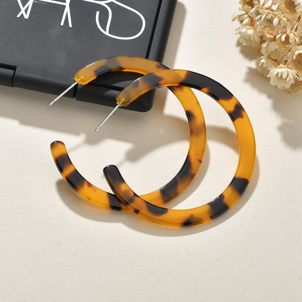 Leopard Print Acrylic Hoop Earrings - 2 Styles