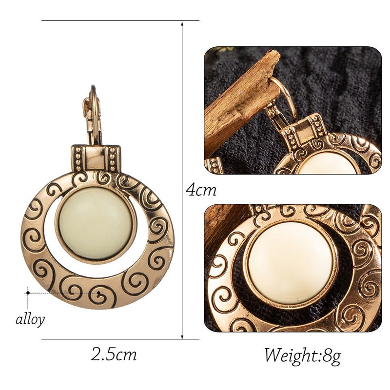 Vintage Ethnic Round Golden Stud Style Earring -2 Colors