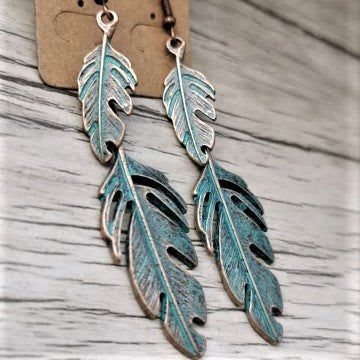 Antique Distressed Leaf Shaped Earring