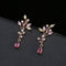 Multicolor CZ Crystals Rose Gold Branch Water Drop Earrings