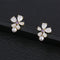 Delicate Golden CZ Crystal & Pearl Flower Stud Earrings