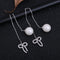 Simulated Pearl CZ Crystal Needle Chain Drop Earring