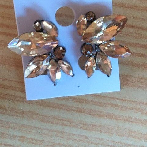 Symmetrical Crystal flower shape Stud Earrings - 3 colors