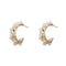 Copper Stud Hoop earring with exquiste crystal 16 k plating  - 2 Colors