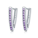 Silver Triangle Zircon Crystal Hoop Earring - 3 Colors