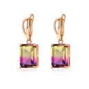 Square Tourmaline dual color huggy drop earrings - 3 Colors