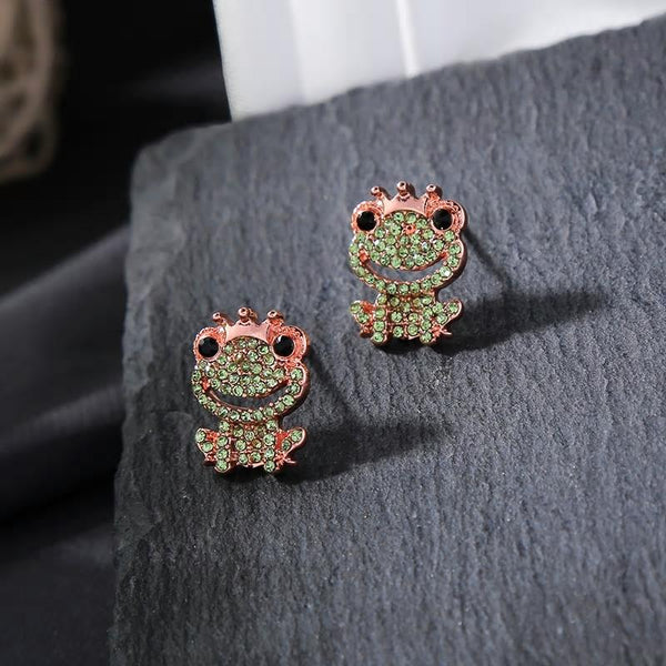 Cute Frog Prince Style Stud Earrings