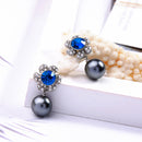 Luxury Blue Crystal Velvet Choker Necklace Earring Set
