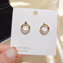 Golden Paved CZ Crystal Sterling Silver Drop Earring