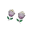 Delicate Multicolor CZ Paved Tulip Flower Stud Earrings