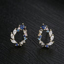Delicate Blue CZ Water Drop Sterling Silver Stud Earrings