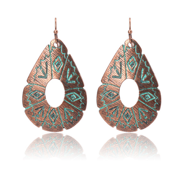 Zinc Alloy Antique Bohemian Carved Earrings - 2 Colors - [neshe.in]