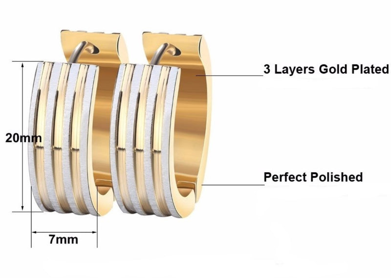 Stylish Gold & Silver Striped Hoop Earring