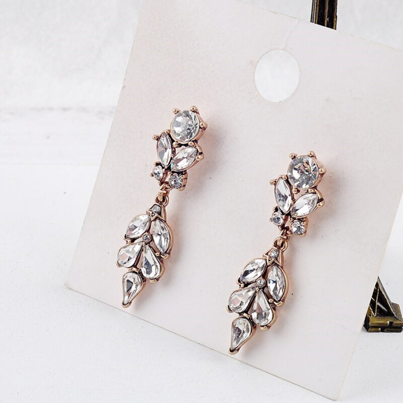 Buy Shimmery Golden Crystal Dangle Earrings Online  Odette