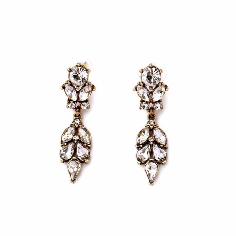 Antique Encrusted Glass Crystal Drop Earrings