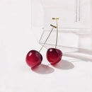Romantic Cute Wine Red and Yellow Cherry Stud Drop Earrings