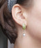 Green Enamel Leaf Pearl Drop Earring