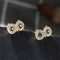 Cute Green Crystal Owl Eyes Stud Earrings