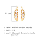 Golden and Green Color Pea Imitation Pearl Stud Earrings