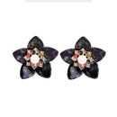 Black Acrylic Flower Crystals Stud Party Earring