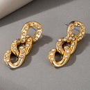 Korea Bright Gold Color Exaggerated Acrylic Chain Drop Earrings