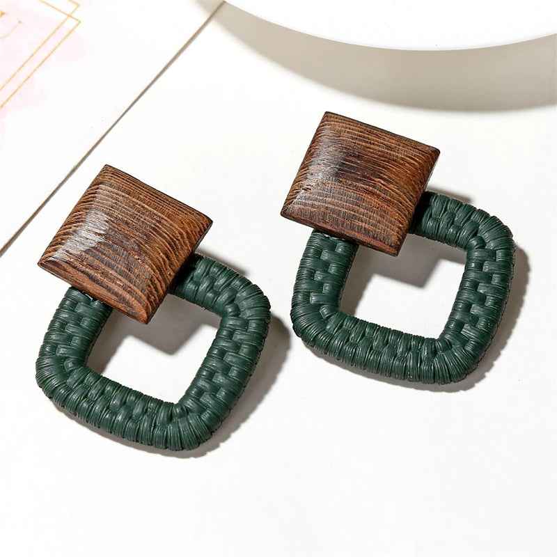 Wooden Handmade Ethnic Vintage Style Drop Earrings -2