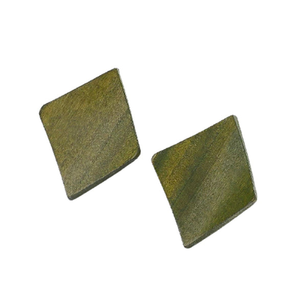 Square Rattan  Wood Stud Drop Geometric Earrings -2