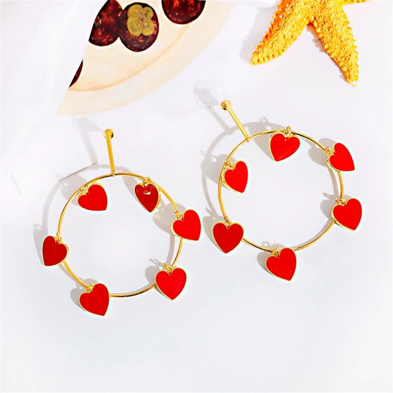 Big O Statement Earrings - Red
