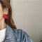 Bright Red Heart Cute Big Stud Earrings