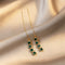 Vintage Square Emerald Green Crystal Tassel Drop Earrings