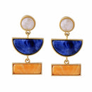 Irregular Geometric Blue Alloy Resin Statement Earrings - [neshe.in]