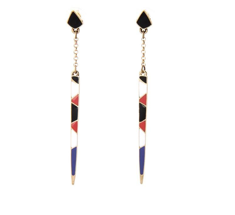 Triangle Long Colorful Enamel Strip Drop Earrings - [neshe.in]