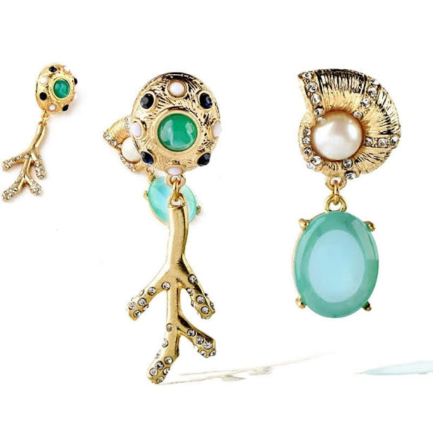 Graceful Rhinestone Branch Asymmetrical Earring - [neshe.in]