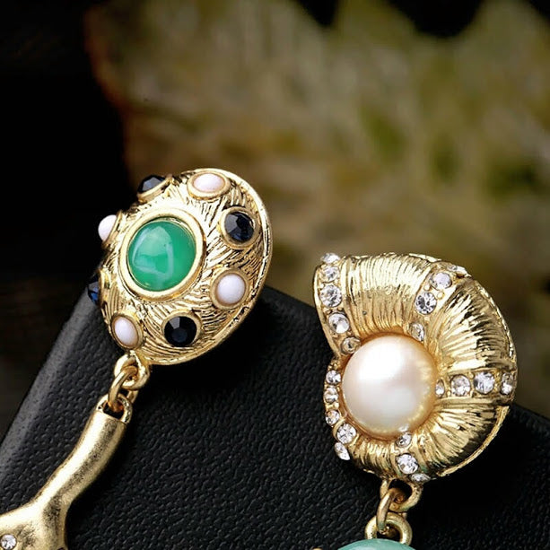 Graceful Rhinestone Branch Asymmetrical Earring - [neshe.in]