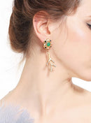 Graceful Rhinestone Branch Asymmetrical Earring - [neshe.in]