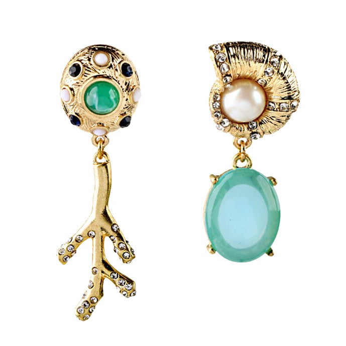Graceful Rhinestone Branch Asymmetrical Earring - [neshe.in]