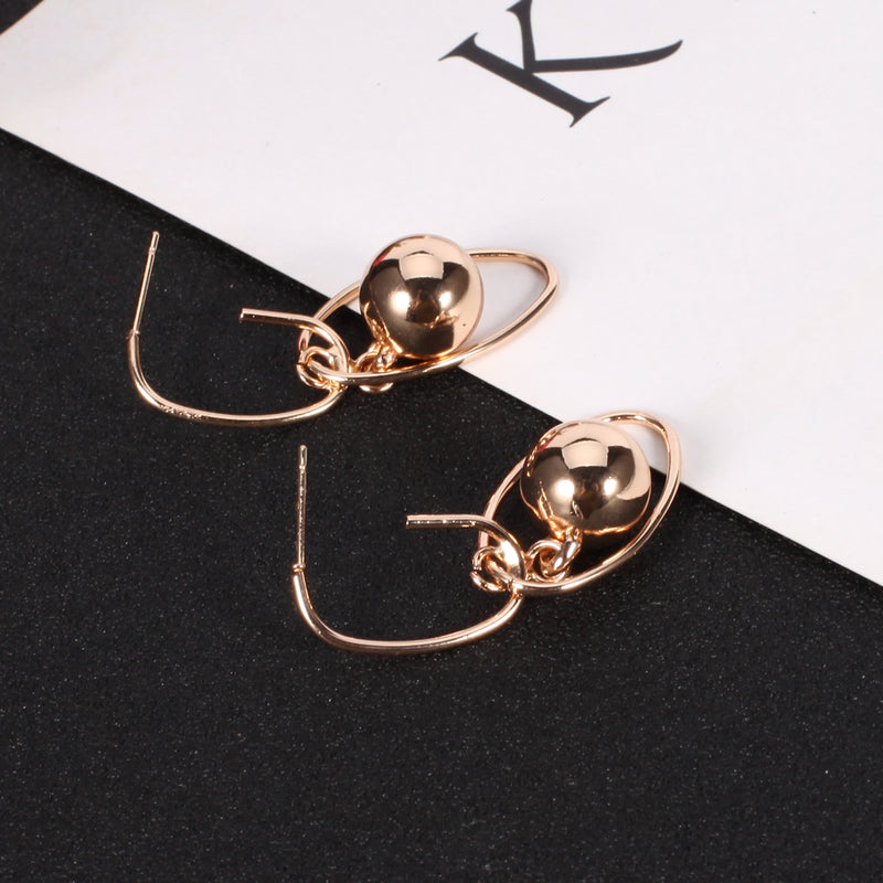 Shining Gold and Silver Color Ball Shape Drop Earrings - 2 Colors - [neshe.in]