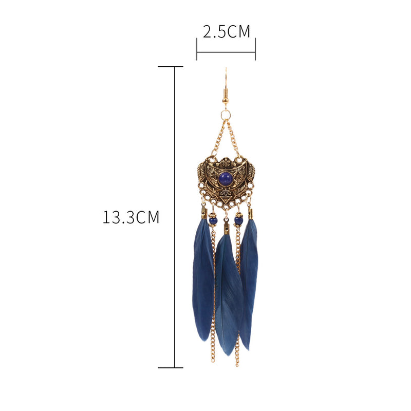 Chain Feather Drop Classic Earrings - 2 Colors - [neshe.in]
