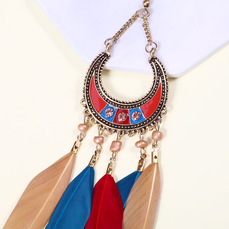 Bohemian Style Long Dangle Feather Earrings Colorful Options