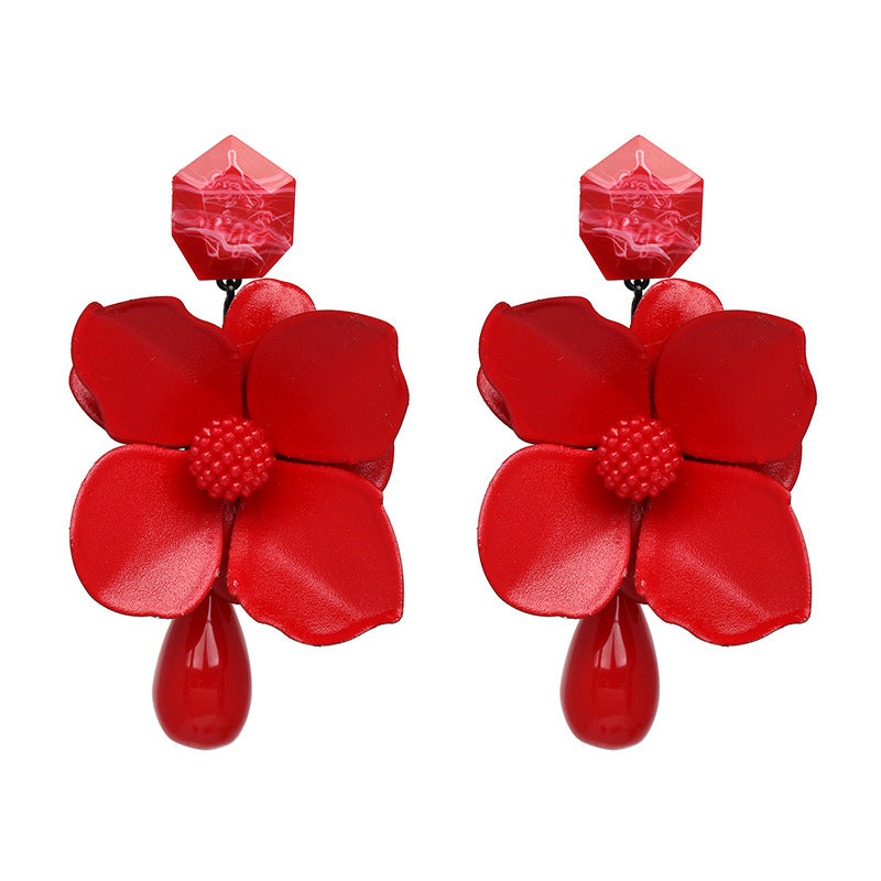 Vintage Big Flower Drop Statement Earrings - 7 Colors - [neshe.in]