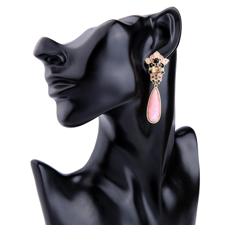Pink Resin Water Drop Earrings Wedding Jewelry - [neshe.in]