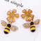 Cute Enamel Bee Yellow Flower Drop  Fashion Earrings - [neshe.in]