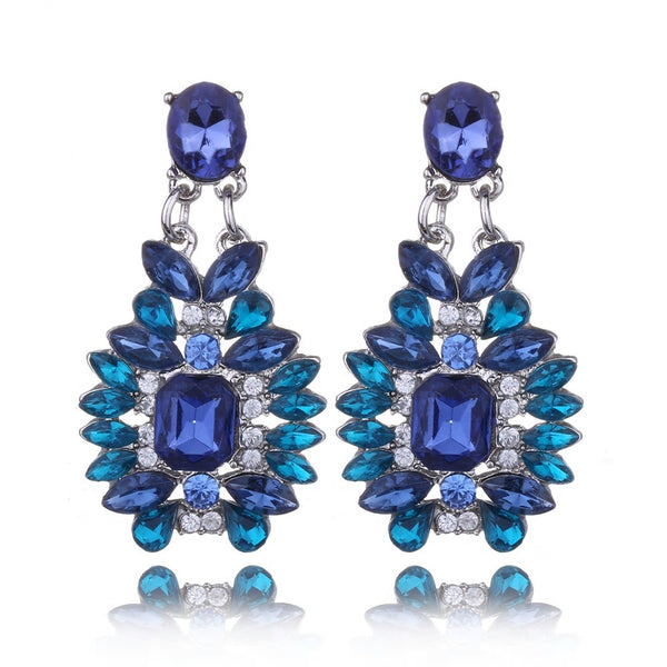 Shiny Resin Blue Crystal Stone- Stud Earrings - [neshe.in]