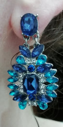 Shiny Resin Blue Crystal Stone- Stud Earrings - [neshe.in]