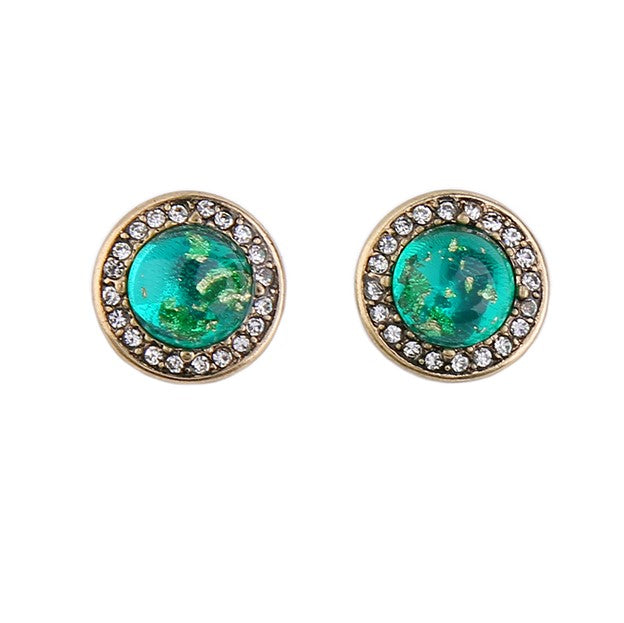 Cute Round Crystal Stud Earrings in 3 Colors - [neshe.in]