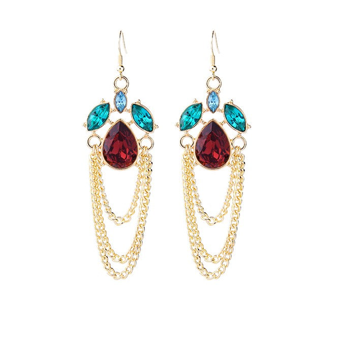 Trendy Layered Chain Drop Earrings Wedding Jewelry - [neshe.in]